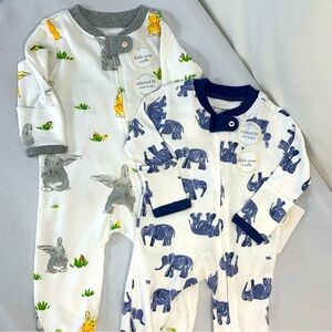 Burt’s Bees Baby 100% Organic Cotton Zip Up Sleeper size Nb 0-3m NWT